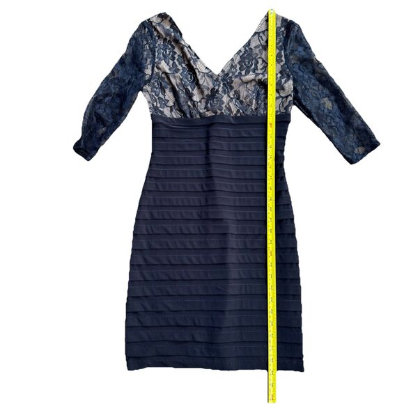 Adrianna Papell L41315 Women's Black Lace Bodice Banded Sheath Dress Size 4P - Picture 13 of 15